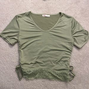 Green Top with Lace and Ties